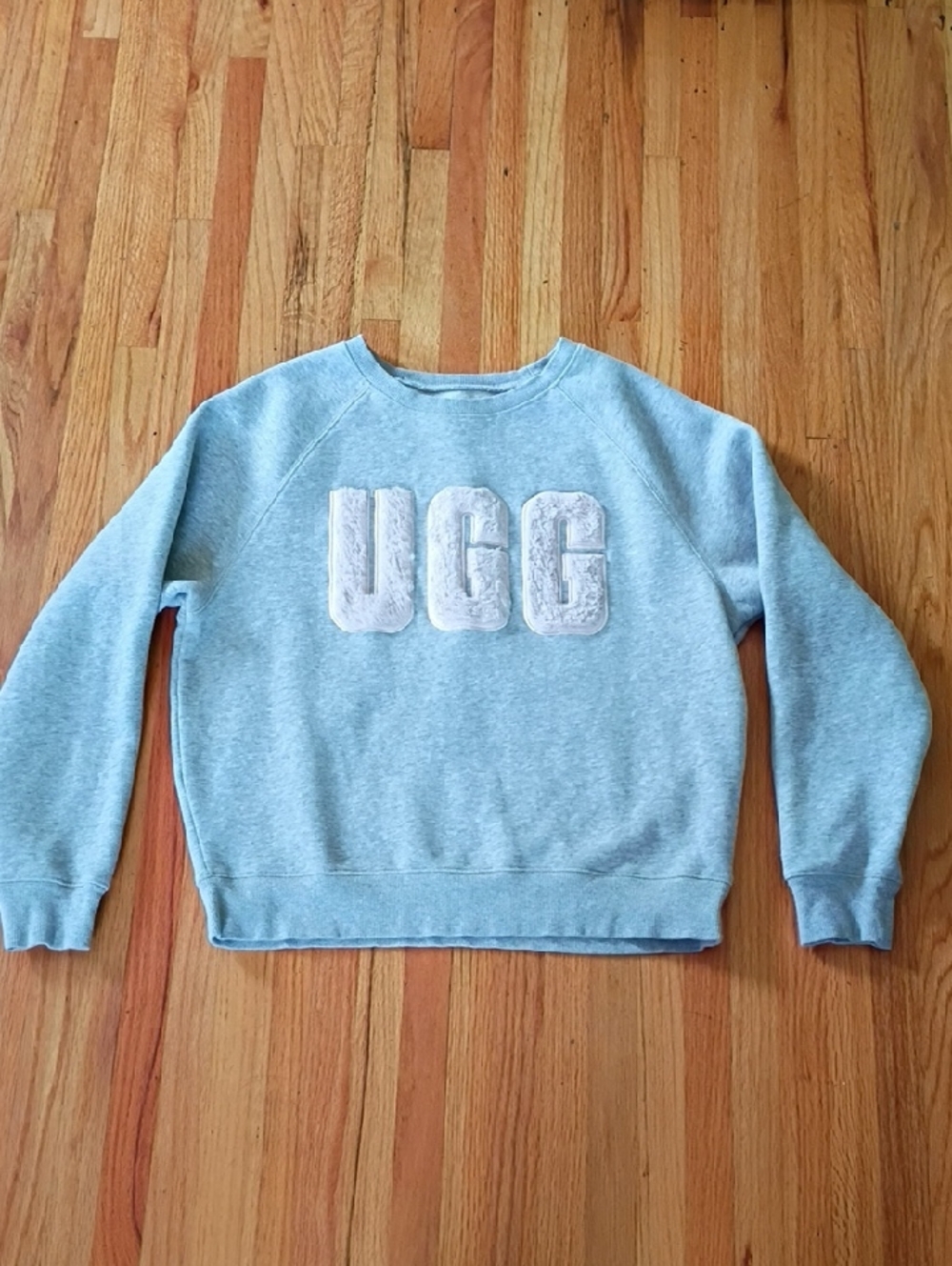 UGG Heather Gray Crew Sweatshirt with Plush White Logo Size S